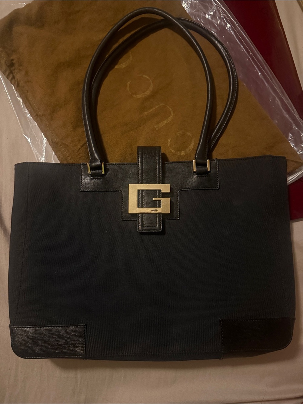 Gucci Black Tote with Gold G Hardware
